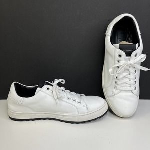 Karl Lagerfeld Paris Leather Low Top Sneakers Men’s 10 LF1S1106 White Sawtooth